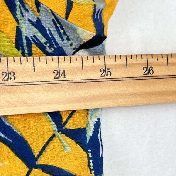 Anthropologie Maeve Yellow Tropical Floral Bird Top Sz L Relaxed Cotton Button - Picture 11 of 14